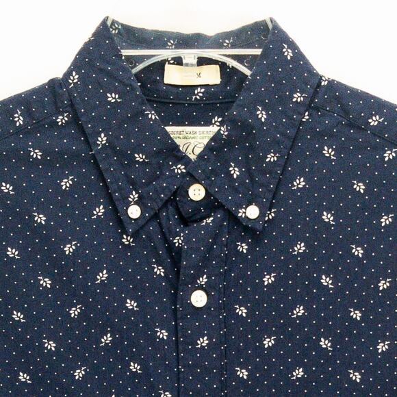 J Crew Organic Cotton Men's Small Stretch Slim Fit Secret Wash Blue Floral - Picture 2 of 12